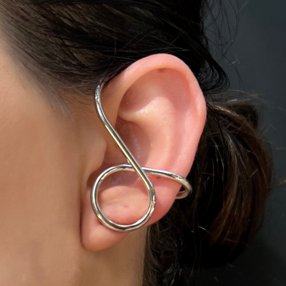 Brinco Com EarCuff Contemporâneo Prata