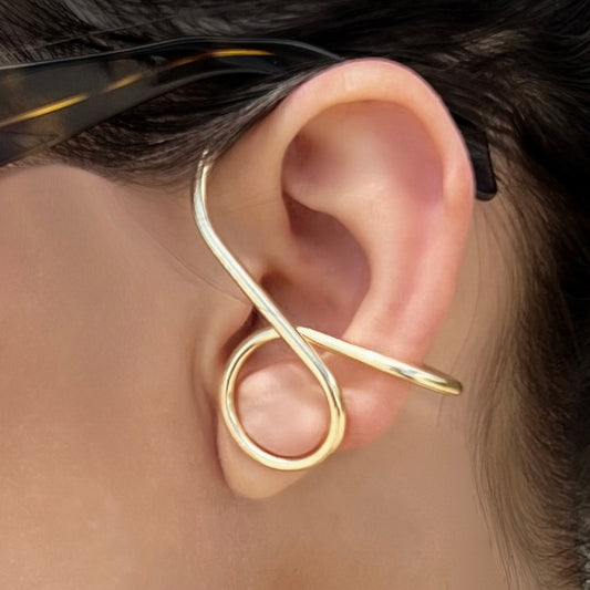 Brinco Com EarCuff Contemporâneo Ouro