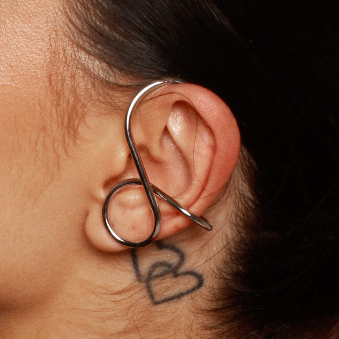 Brinco Com EarCuff Contemporâneo Prata